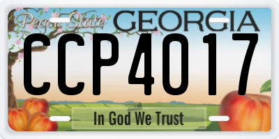 GA license plate CCP4017