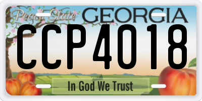 GA license plate CCP4018