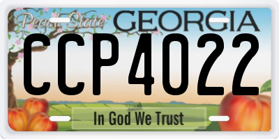 GA license plate CCP4022
