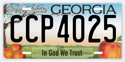 GA license plate CCP4025