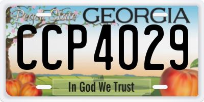 GA license plate CCP4029