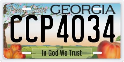 GA license plate CCP4034