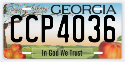 GA license plate CCP4036