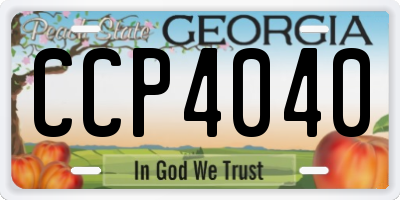 GA license plate CCP4040