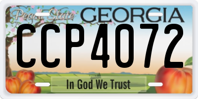 GA license plate CCP4072