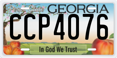 GA license plate CCP4076