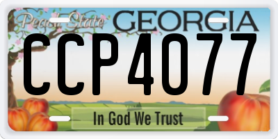 GA license plate CCP4077