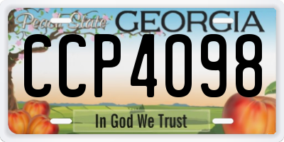 GA license plate CCP4098