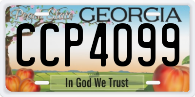GA license plate CCP4099