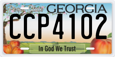 GA license plate CCP4102