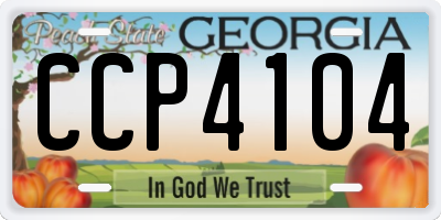 GA license plate CCP4104
