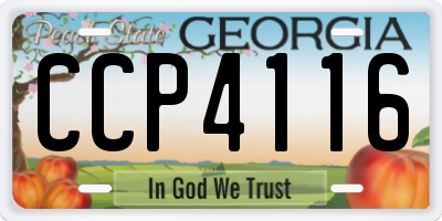 GA license plate CCP4116
