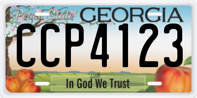 GA license plate CCP4123