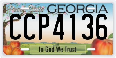 GA license plate CCP4136