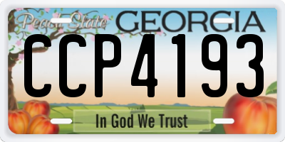 GA license plate CCP4193