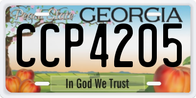 GA license plate CCP4205