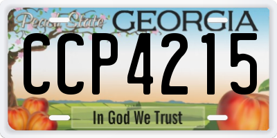 GA license plate CCP4215