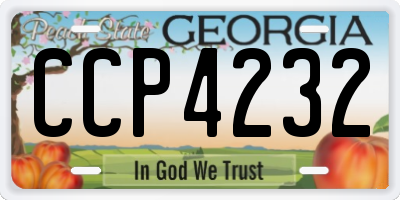 GA license plate CCP4232