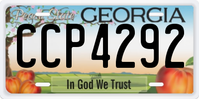 GA license plate CCP4292