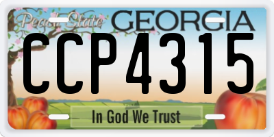 GA license plate CCP4315