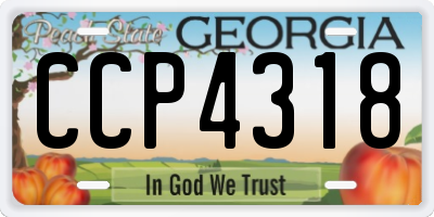 GA license plate CCP4318