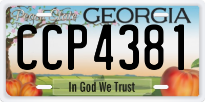 GA license plate CCP4381