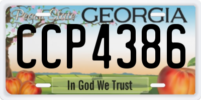 GA license plate CCP4386