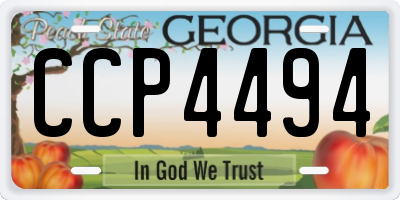 GA license plate CCP4494
