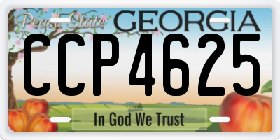 GA license plate CCP4625