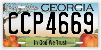 GA license plate CCP4669