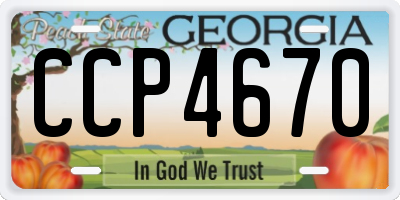 GA license plate CCP4670