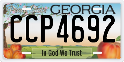 GA license plate CCP4692
