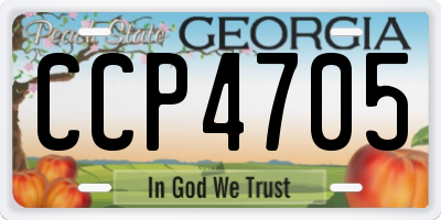 GA license plate CCP4705