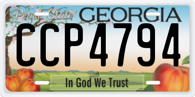 GA license plate CCP4794