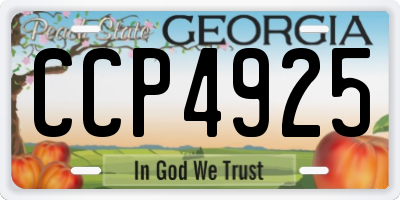 GA license plate CCP4925
