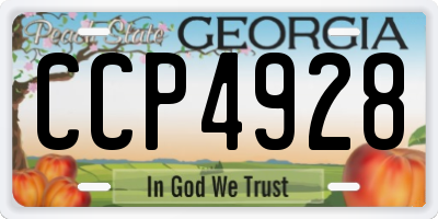 GA license plate CCP4928