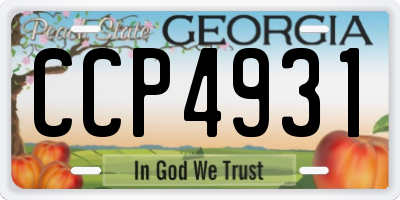 GA license plate CCP4931