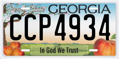 GA license plate CCP4934
