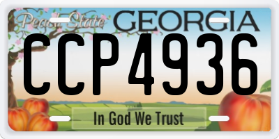 GA license plate CCP4936