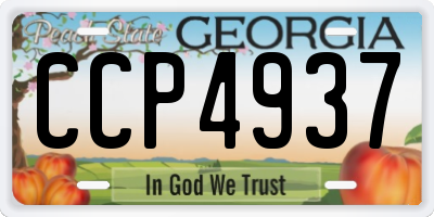 GA license plate CCP4937