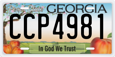 GA license plate CCP4981