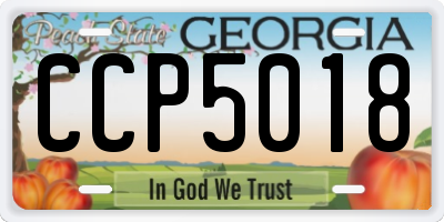 GA license plate CCP5018