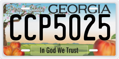 GA license plate CCP5025