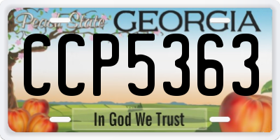GA license plate CCP5363