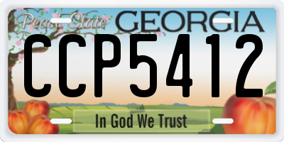 GA license plate CCP5412