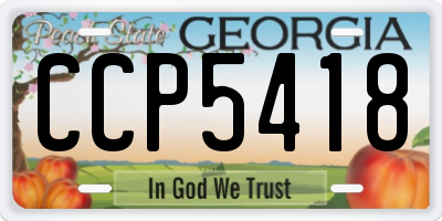 GA license plate CCP5418