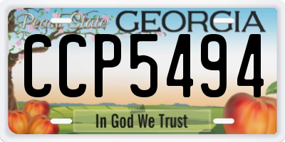GA license plate CCP5494