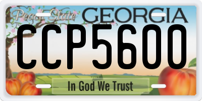 GA license plate CCP5600