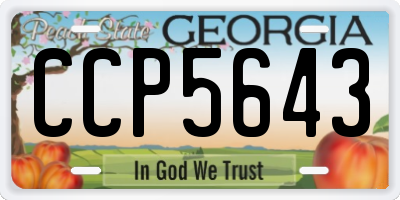 GA license plate CCP5643