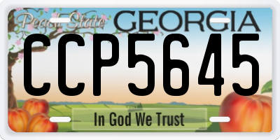 GA license plate CCP5645
